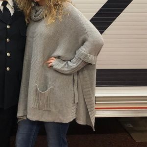 Boutique gray tunic poncho sweater